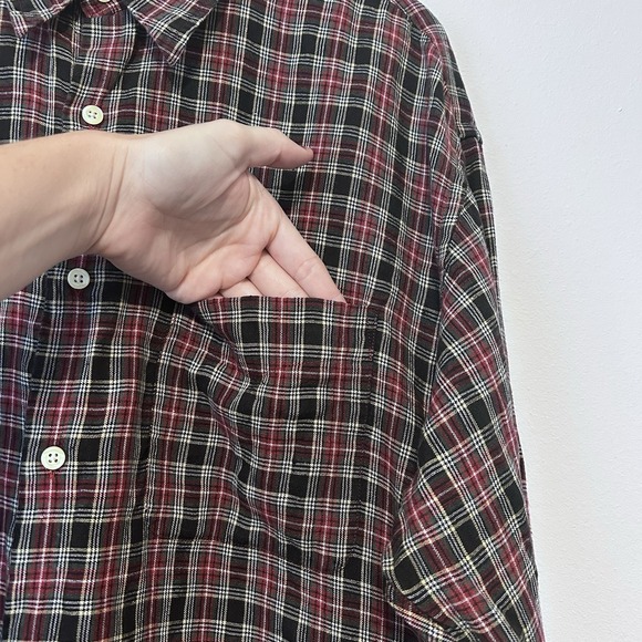 J.Crew Men's XL 100% Linen Shirt Mens Long Sleeve Holiday Plaid Button Up - Picture 5 of 9